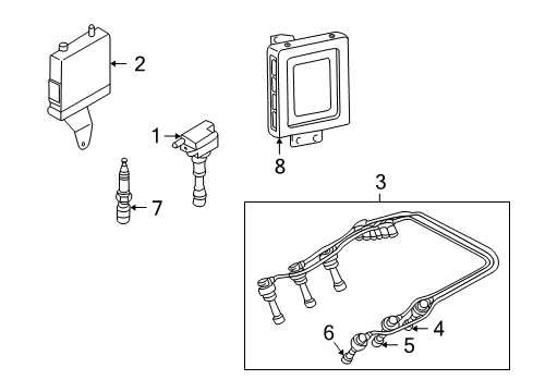 2002 Hyundai XG350 Ignition System Cable Set-Spark Plug Diagram for 27501-39A00