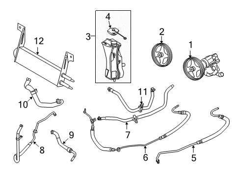 2009 Ford F-350 Super Duty P/S Pump & Hoses, Steering Gear & Linkage Power Steering Return Hose Diagram for 7C3Z-3A713-G