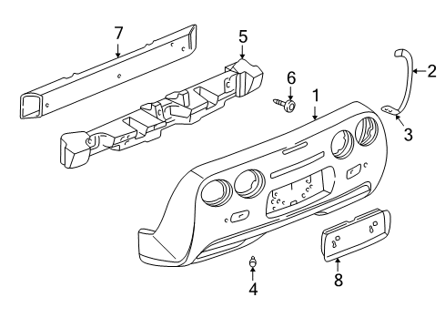 2002 Chevrolet Corvette Rear Bumper Bumper Cover Retainer Diagram for 10257149