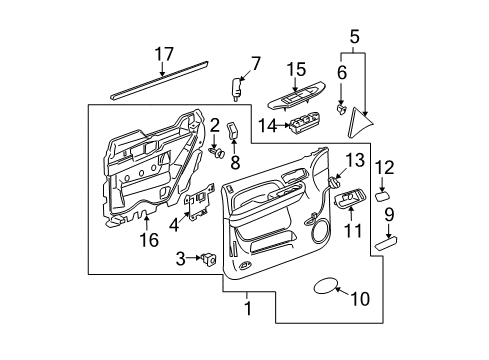 2009 Chevrolet Avalanche Interior Trim - Front Door Handle, Inside Diagram for 22855617