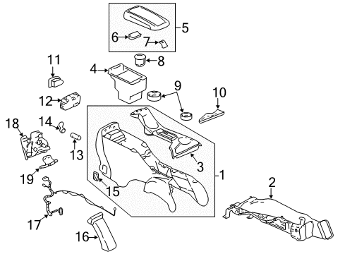 2008 Chevrolet Trailblazer Auxiliary Heater & A/C Console Assembly Diagram for 89045336