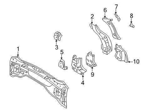 2008 Toyota Matrix Rear Body Corner Reinforcement Diagram for 61628-02040