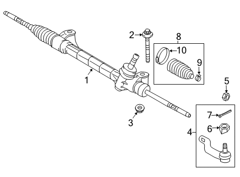 2018 Toyota RAV4 Steering Column & Wheel, Steering Gear & Linkage Outer Tie Rod Diagram for 45047-09310