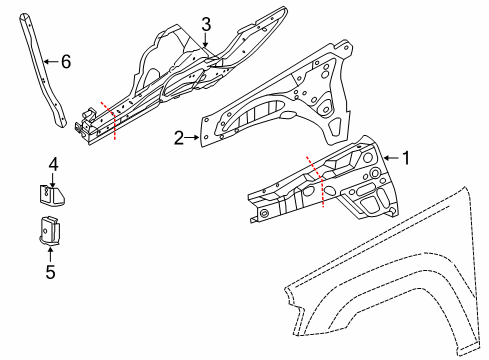 2018 Jeep Grand Cherokee Structural Components & Rails REINFMNT-Rail Front Diagram for 68048914AB