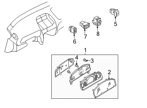 2006 Nissan Sentra Instruments & Gauges Instrument Cluster Speedometer Gauges Diagram for 24810-ZG104