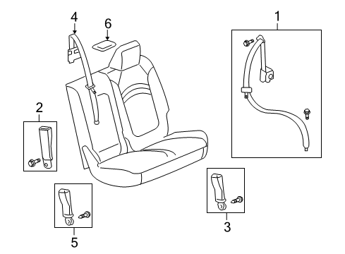 2008 Buick Enclave Seat Belt Rear Seat Belt Kit Center (Retractor Side) *Ebony Diagram for 19168235