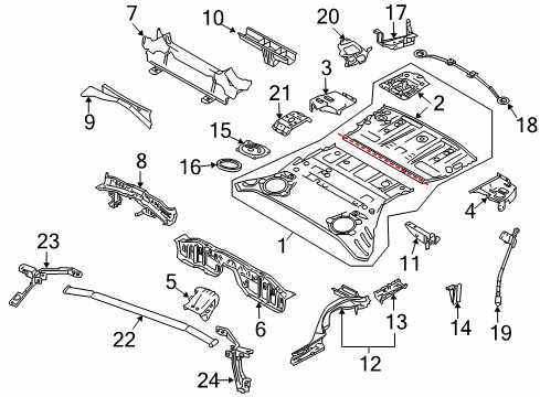 2017 Nissan 370Z Rear Body - Floor & Rails Member-Cross, Rear 2ND Diagram for 75650-1EA0A