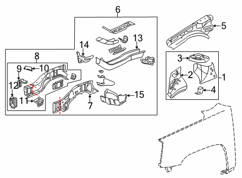  Extension Asm-Front Compartment Side Rail Rear Diagram for 84061310