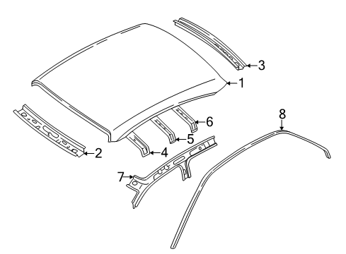 2001 Nissan Altima Roof & Components WEATHERSTRIP Roof Drip LH Diagram for 76843-0Z801