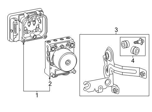 2018 GMC Sierra 3500 HD ABS Components Mount Bracket Diagram for 84074941