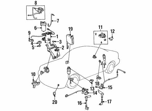 1997 Lexus LS400 Auto Leveling Components Sensor Sub-Assy, Height Control, Front Diagram for 89405-50040