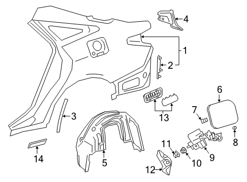 2021 Toyota Avalon Fuel Door Protect Shield Diagram for 58746-07020