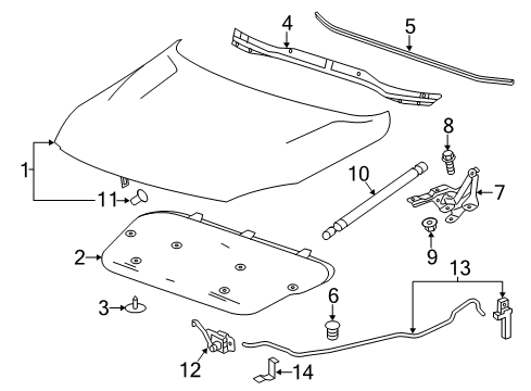 2014 Chevrolet Malibu Hood & Components Latch Diagram for 19420616
