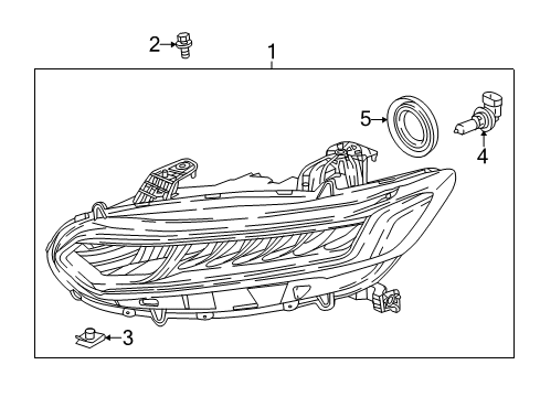 2020 Honda Accord Headlamps Headlight Assembly, Passenger Side Diagram for 33100-TVA-A11