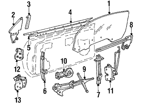 1986 Chevrolet Camaro Door - Glass & Hardware Front Door Window Regulator Diagram for 16625040