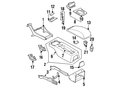 1993 Infiniti Q45 Console Console Box-Floor Diagram for 96910-67U61