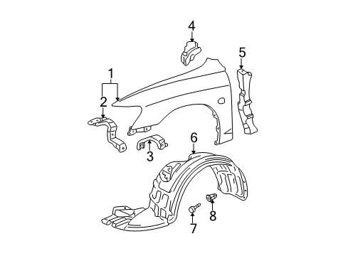 2003 Toyota Avalon Fender & Components Fender Brace Diagram for 53846-AC010