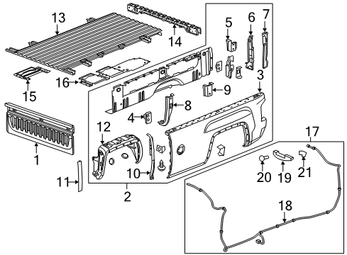 2016 GMC Sierra 1500 Pick Up Box Components Front Panel Diagram for 23231997