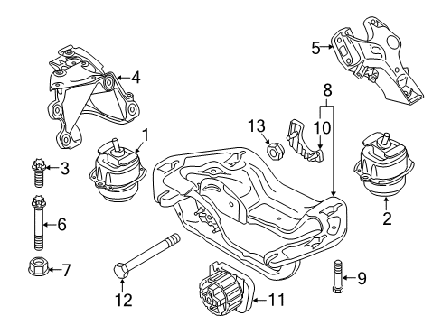 2013 BMW X5 Engine & Trans Mounting Left Engine Motor Mount Bracket Diagram for 22116778331