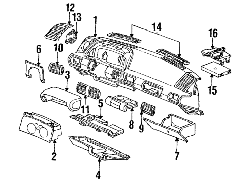 1993 Chevrolet Cavalier Instruments & Gauges Instrument Cluster Assembly Diagram for 25066845