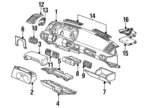 1994 Chevrolet Cavalier Ignition System Holder Asm-Instrument Panel Cup *Graphite Diagram for 22566168