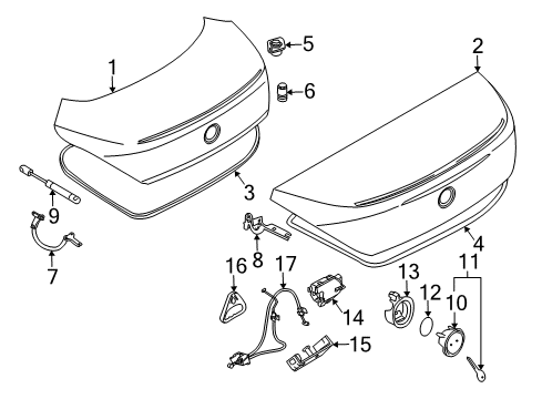 2009 BMW 650i Trunk Emblem Latch According To Code Diagram for 51247200900