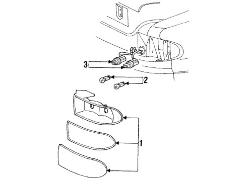 1994 Mercury Sable Bulbs Tail Lamp Assembly Diagram for F34Y13405A
