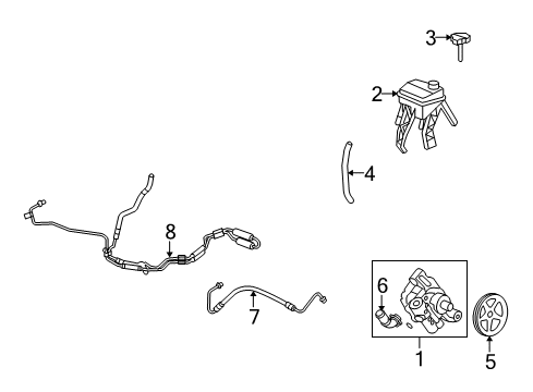 2008 Saturn Vue P/S Pump & Hoses, Steering Gear & Linkage Return Hose Diagram for 25955019