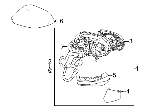 2021 Toyota Corolla Outside Mirrors Mirror Cover Diagram for 87915-02360-J1