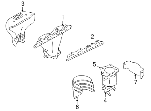 2001 Hyundai XG300 Exhaust Manifold Exhaust Manifold Assembly, Right Diagram for 28510-39011