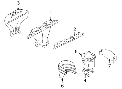 2001 Hyundai XG300 Exhaust Manifold Protector-Heat, RH Diagram for 28525-39011