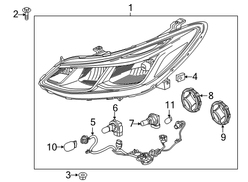 2018 Chevrolet Cruze Headlamps Composite Headlamp Diagram for 42680785