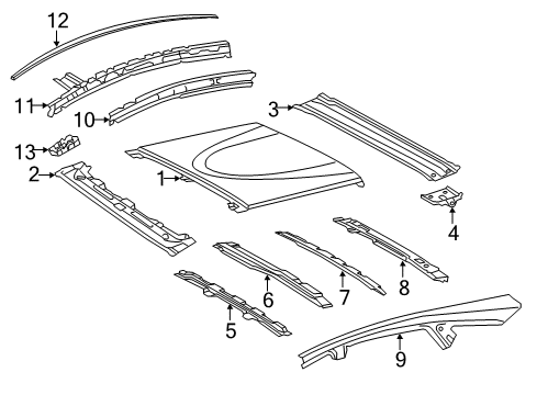 2015 Toyota Prius V Roof & Components, Exterior Trim Windshield Header Diagram for 63102-47060