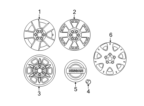 2014 Nissan Xterra Wheels, Covers & Trim Disc Wheel Ornament Diagram for 40342-9BD0A