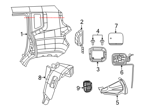 2020 Jeep Renegade Quarter Panel & Components Screw-Pan Head Tapping Diagram for 6107066AA