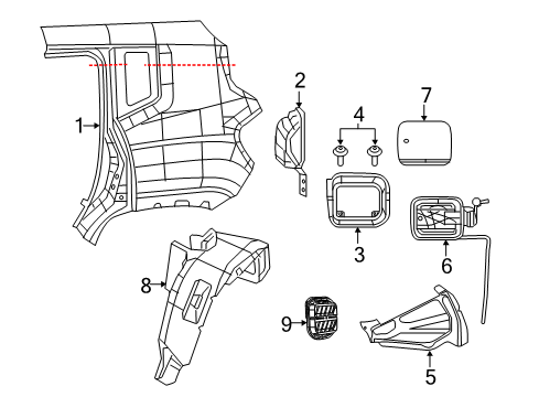 2020 Jeep Renegade Quarter Panel & Components Shield-Splash Diagram for 68448182AA