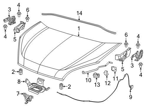 2017 Ram ProMaster City Hood & Components Screw Diagram for 68201018AA