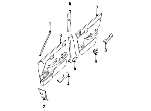 1985 Nissan Maxima Interior Trim GARNISH-Pillar RH Diagram for 76911-16E00