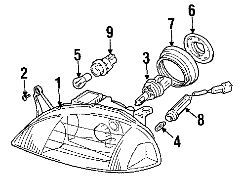 1998 Chevrolet Metro Bulbs Socket, Front Turn Signal Lamp, W/Wire & Connect Diagram for 91174069
