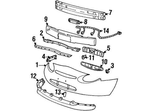 1998 Mercury Sable Front Bumper Bumper Cover Support Diagram for F6DZ17C947BA