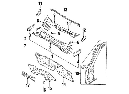 1994 Infiniti Q45 Cowl Dash-Lower Diagram for 67300-67U30