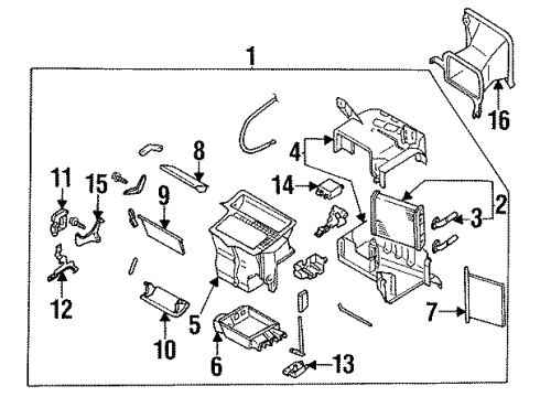 1998 Nissan 240SX Heater Core & Control Valve Heating Unit Assy-Front Diagram for 27110-70F01
