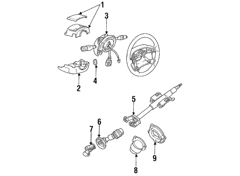 1994 Ford Probe Steering Shaft & Internal Components, Shroud, Switches & Levers Lower Shaft & Joint Diagram for F32Z3B676B