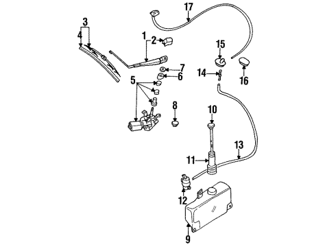 1993 Dodge Stealth Wiper & Washer Components Blade-Rear Window WIPER Diagram for MB622942