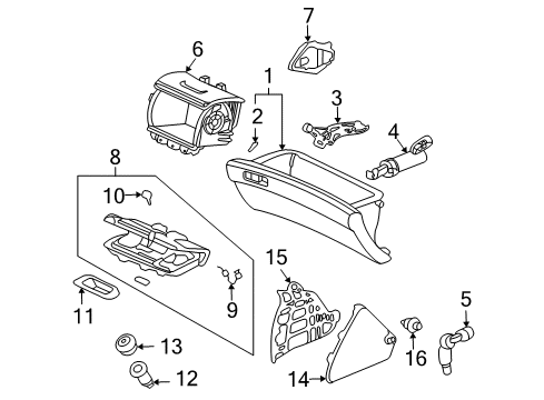 2004 Honda Accord Instrument Panel Components Holder, Center *NH484L* (UA SILVER) Diagram for 77299-SDA-A30ZA