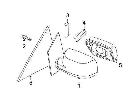 2009 Nissan Quest Outside Mirrors Mirror Seal Vertical Diagram for 96392-5Z010