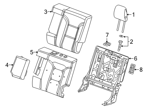 2022 Chevrolet Blazer Rear Seat Components Seat Back Pad Diagram for 84731293