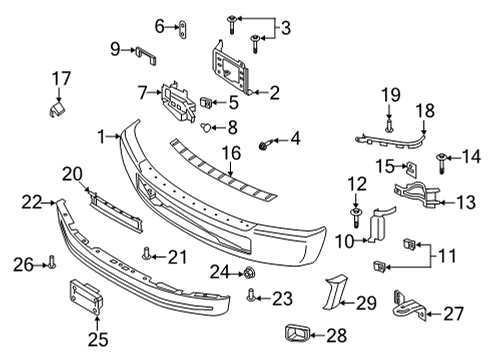 2020 Ford F-350 Super Duty Bumper & Components - Front Front Molding Retainer Diagram for -W711030-S300