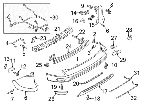 2019 Ford Escape Rear Bumper Wire Harness Diagram for JJ5Z-15K868-A
