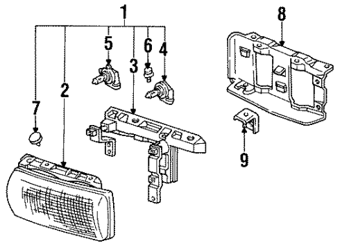 1992 Oldsmobile 88 Headlamps Lens Asm-W/Housing Diagram for 16519707